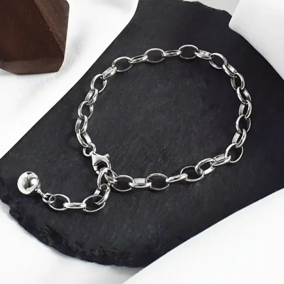 chain link bracelet, sterling silver, - Picture 4 of 4